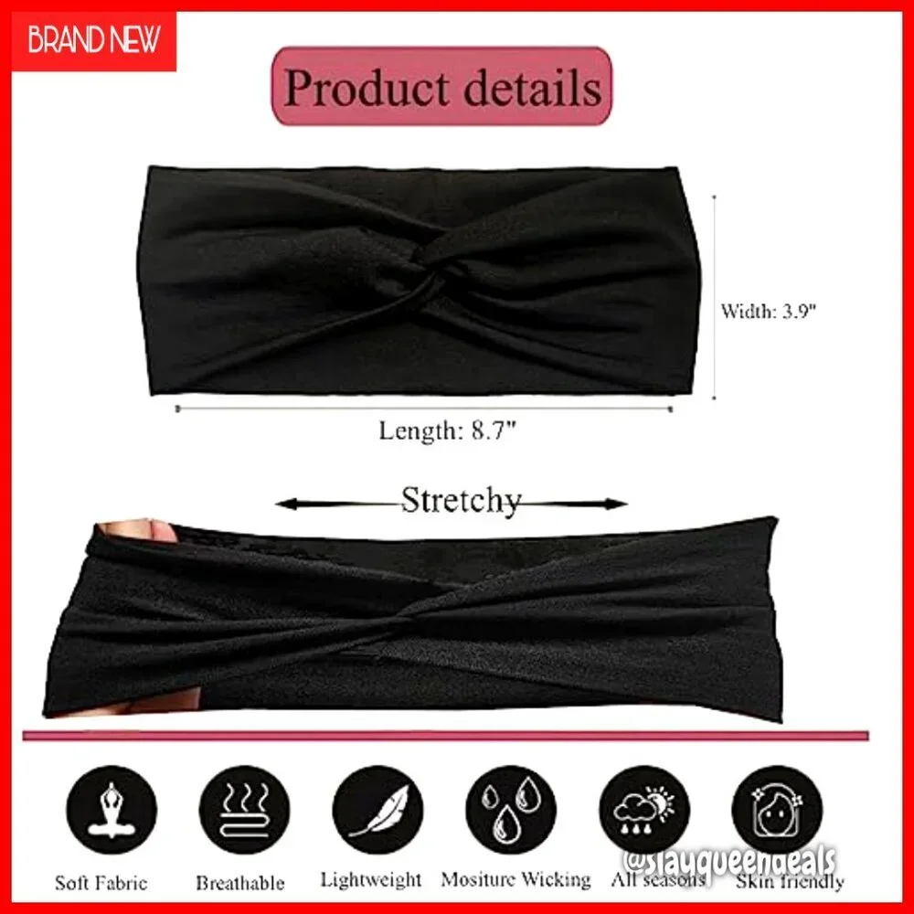 Stretchy Fabric Turban Headbands Set of 2 Boho Knotted Hair Accessories